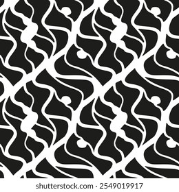Padrão sem emenda monocromático com um desenho abstrato simples. Ilustração vetorial.
