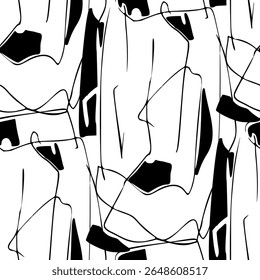 Padrão sem emenda monocromático com um desenho abstrato simples. Ilustração vetorial.
