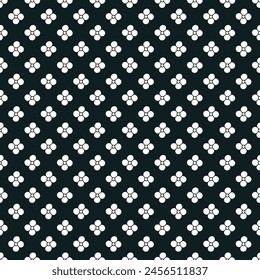 Monochrome seamless pattern with small simple doodle flowers. Black and white ditsy floral liberty background print.