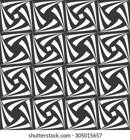 Monochrome seamless pattern with spiral striped squares