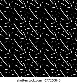 Monochrome seamless pattern with strips and dots. Fashion repeating background for print, fabric, textile, paper or web. Styled graphic vector pattern.