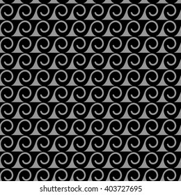 Monochrome seamless pattern with stylized waves. Vector background