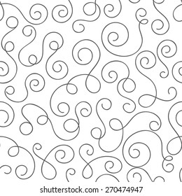 Monochrome seamless pattern with swirls. Abstract background with hand drawn elements. Vector illustration