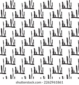 Monochrome seamless pattern. Textured background with uneven tiles.