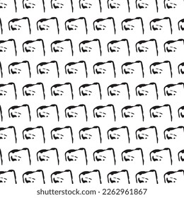Monochrome seamless pattern. Textured background with uneven tiles.