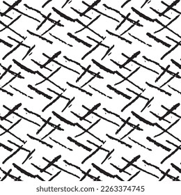 Monochrome seamless pattern. Textured background with uneven tiles.