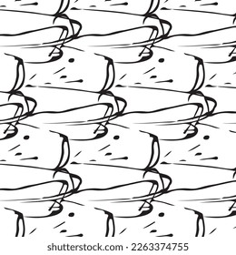 Monochrome seamless pattern. Textured background with uneven tiles.
