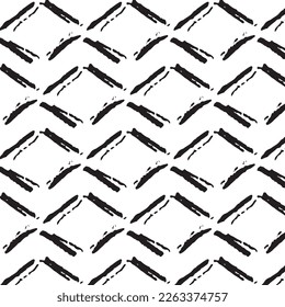 Monochrome seamless pattern. Textured background with uneven tiles.