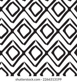 Monochrome seamless pattern. Textured background with uneven tiles.
