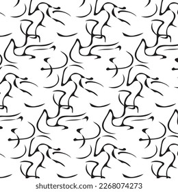 Monochrome seamless pattern. Textured background with uneven tiles.