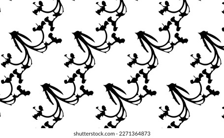 Monochrome seamless pattern. Textured background with uneven tiles.