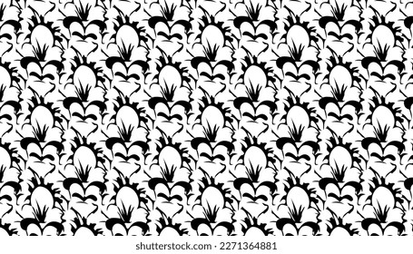 Monochrome seamless pattern. Textured background with uneven tiles.