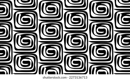 Monochrome seamless pattern. Textured background with uneven tiles.