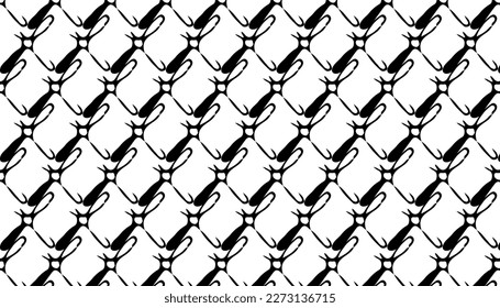Monochrome seamless pattern. Textured background with uneven tiles.