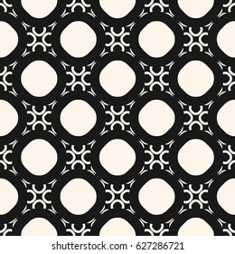 Monochrome seamless pattern. Vector abstract geometric ornament texture, round lattice, circular mesh, diagonal grid. Abstract dark repeat mosaic background. Design element for prints, decor, fabric