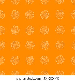Monochrome seamless pattern with vector orange rose flowers silhouette.