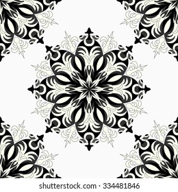 monochrome seamless pattern. Vintage decorative elements.
