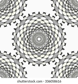monochrome seamless pattern. Vintage elements. Vector illustration