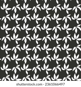 Patrón monocromo sin soldadura con hojas blancas sobre fondo negro