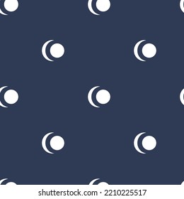 Monochrome seamless pattern with white moon and stars on blue background