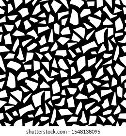 Monochrome seamless pattern of white tile, stone, granite pieces