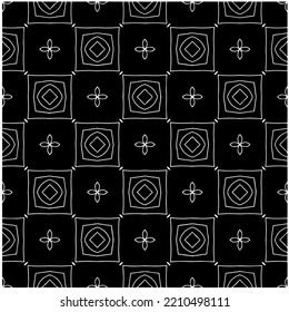 patrón monocromo sin soldadura, color negro y blanco.Baldosas geométricas repetidas de elementos de rayas. ornamento negro.
Baldosas geométricas repetidas de elementos rayados.