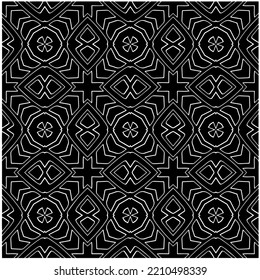 patrón monocromo sin soldadura, color negro y blanco.Baldosas geométricas repetidas de elementos de rayas. ornamento negro.
Baldosas geométricas repetidas de elementos rayados.