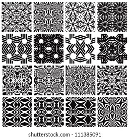 Monochrome seamless patterns design, vector backgrounds.