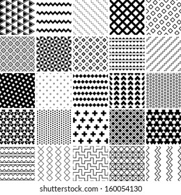 monochrome seamless patterns set. abstract vector background.