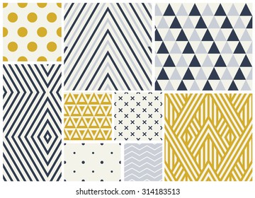 monochrome seamless patterns set. abstract vector background.