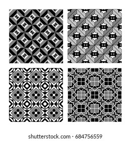 monochrome seamless patterns set. abstract vector background.