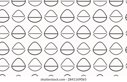 Monochrome seamless repeat of bisected rounded triangles in clean outline style. Tileable vector for fabric, packaging, stationery, and modern home decor