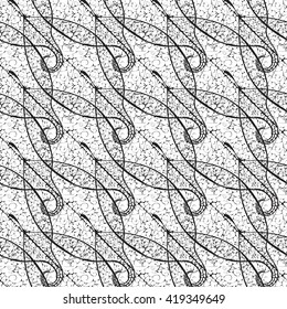 Monochrome  seamless spring pattern. Endless elegant texture with leaves, tempate for design fabric, backgrounds, wrapping paper, package, covers