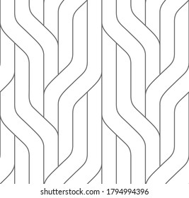 Monochrome seamless striped pattern. Wavy stylish abstract background.