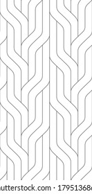 Monochrome seamless striped pattern. Wavy stylish abstract background.