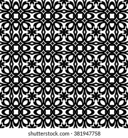 monochrome seamless tribal ornament background, ethnic, pattern swatch included in file, Vector illustration