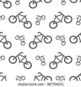 Monochrome seamless vector illustration with gray bicycles