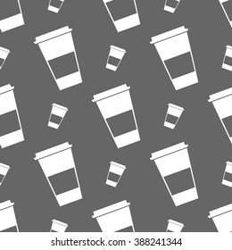 Monochrome seamless vector illustration with gray teacups