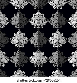 Monochrome seamless wallpaper damask pattern Vector