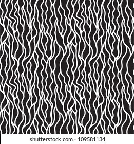 Monochrome seamless waves hand-drawn pattern