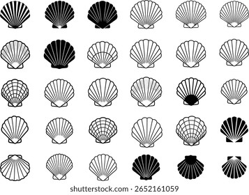 Monochrome Seashell Pattern: A Collection of Elegant Shell Illustrations for Nautical Designs and Coastal Themed Projects and Decorations