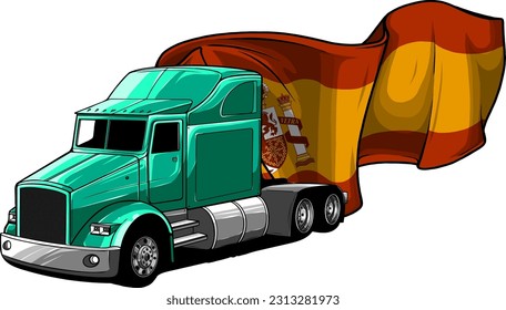 Monochrome semi truck vector illustration on white background