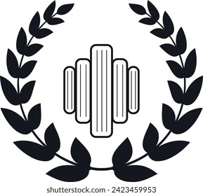 ramas semicirculares monocromáticas con hojas como marco redondo para la corona de laurel para el logotipo de educación