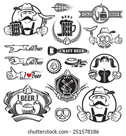 monochrome set of beer icons 