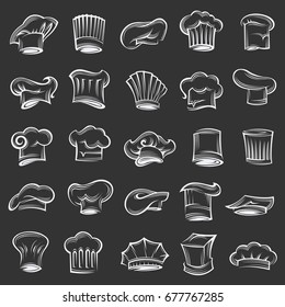 monochrome set of chef and cook hats