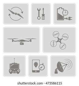 monochrome set with drone icons for your design