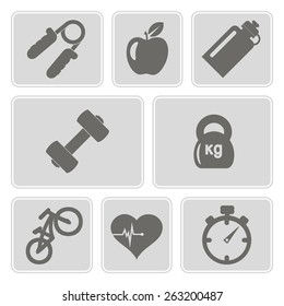 monochrome set  with fitness icons