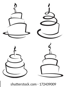 monochrome set of four cakes