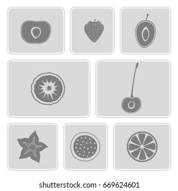 monochrome set with fruit icons for your design