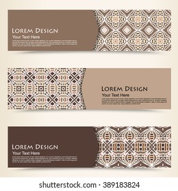 monochrome set of horizontal banners templates with tribal pattern.Vector illustration
